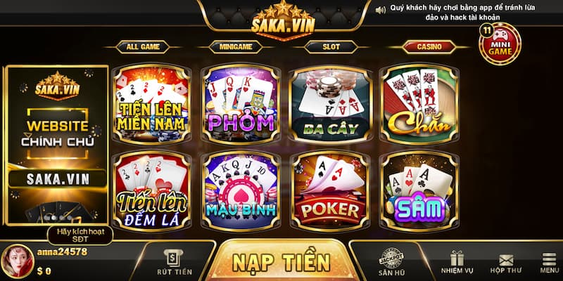 Saka Vin - Thiên đường cờ bạc online chất lượng nhất hiện nay 2 Game bài đổi thưởng siêu hấp dẫn