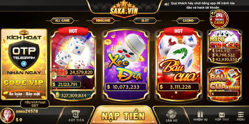 Saka Vin - Thiên đường cờ bạc online chất lượng nhất hiện nay 3 Mini game độc đáo, lôi cuốn