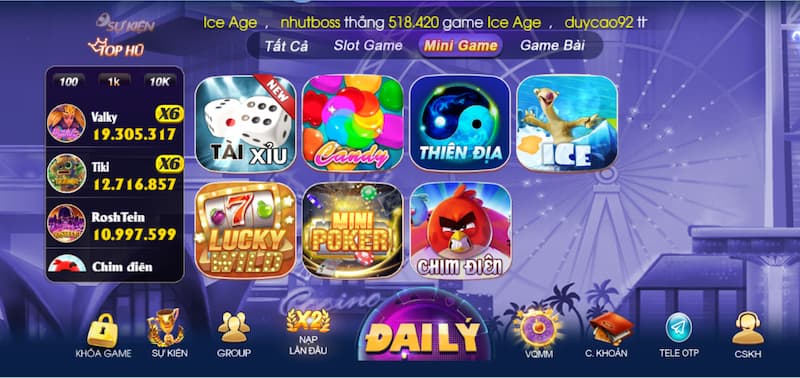Mini game ngập tràn tiền thưởng tại Sumvip club