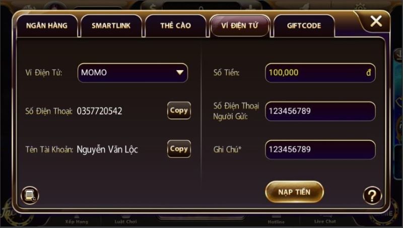 Hướng dẫn cách nạp tiền tại Max club