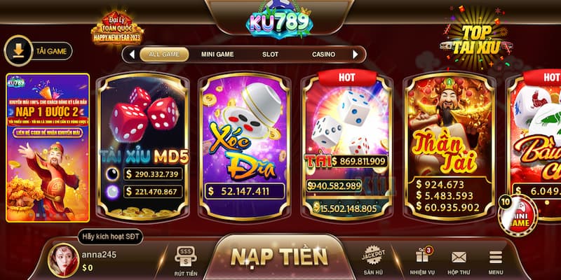 Ku789 - Cổng game đổi thưởng trực tuyến thế hệ mới năm 2024 2 Hệ thống trò chơi với nhiều siêu phẩm tại Ku789