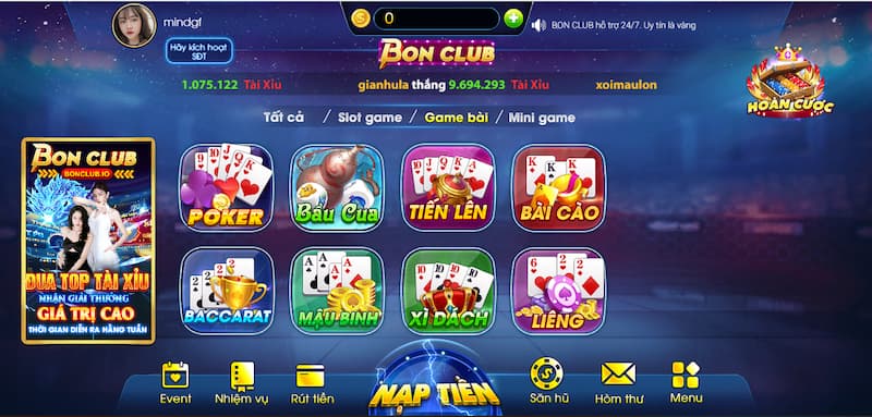 Bonclub - Sân chơi đổi thưởng số 1 trên thị trường hiện nay 2 Game bài càng chơi càng mê