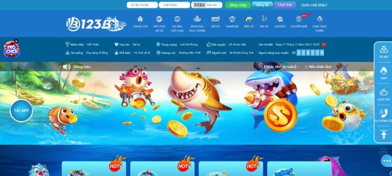123B - Trang cá cược online chất lượng top đầu thị trường 3 Sảnh bắn cá xanh chín của nhà cái