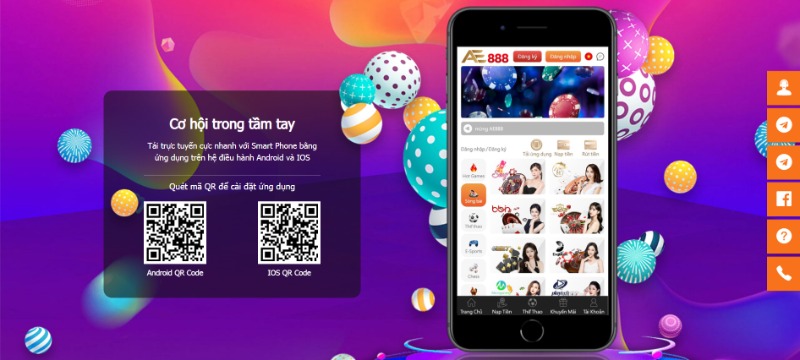 AE888 - Trải nghiệm cá cược chất lượng không giới hạn 4 Quét mã QR cho hệ điều hành tương ứng cần tải