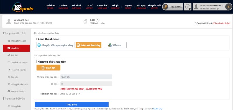 188S - Địa chỉ cá cược Casino đỉnh cao, thắng liên hoàn 6 Cách nạp tiền 188S trong 3 phút