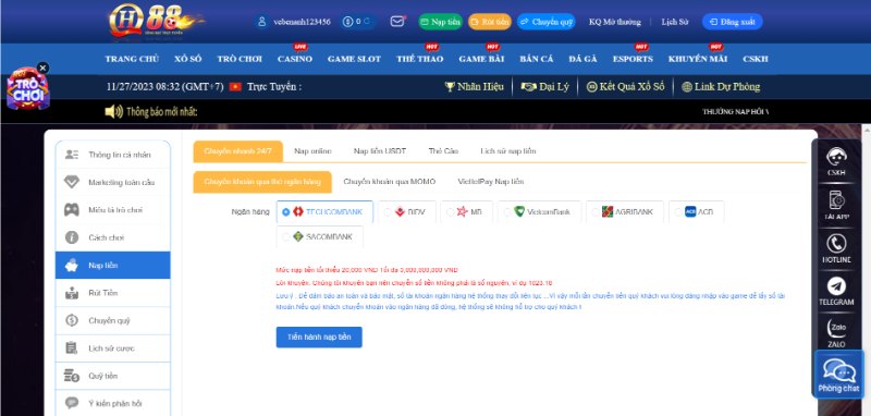 QH88 - Địa chỉ cá cược trực tuyến an toàn, minh bạch 6 Cách nạp tiền vào QH88 nhanh chóng nhất