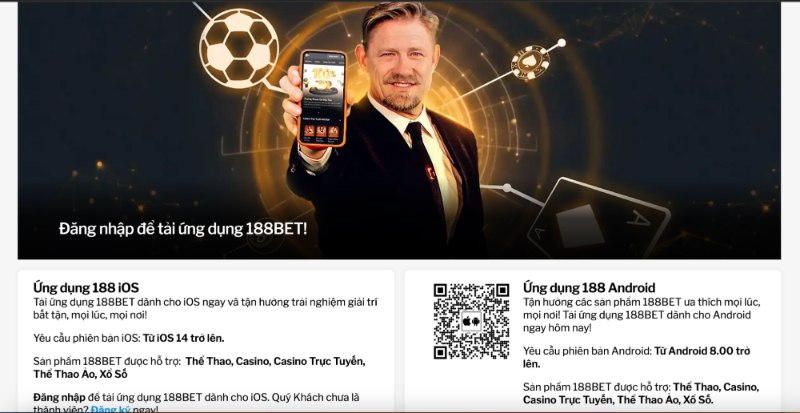 188BET - Sân chơi cá cược đỉnh cao với nhiều ưu điểm 3 188BET có ứng dụng di động của cả hai hệ điều hành