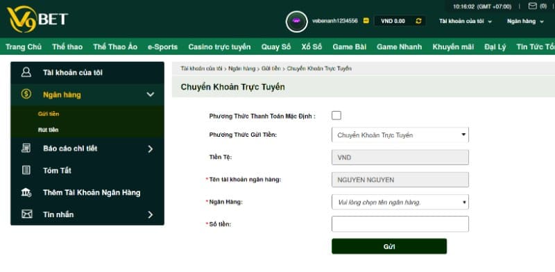 V9bet - Khám phá kho game chất lượng ăn thưởng khủng 6 Hướng dẫn cách nạp tiền V9bet