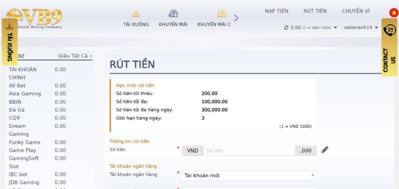 Vuabai9 - Nhà cái uy tín, kết quả công bằng, minh bạch 6 Rút tiền về tài khoản đơn giản